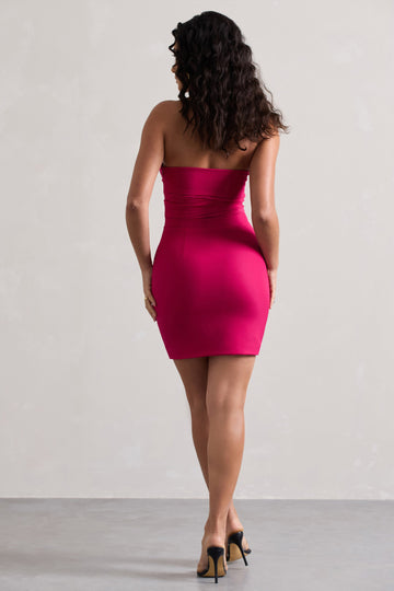 Indie Dark Pink Bodycon Bandeau Mini Dress With Cut-Outs